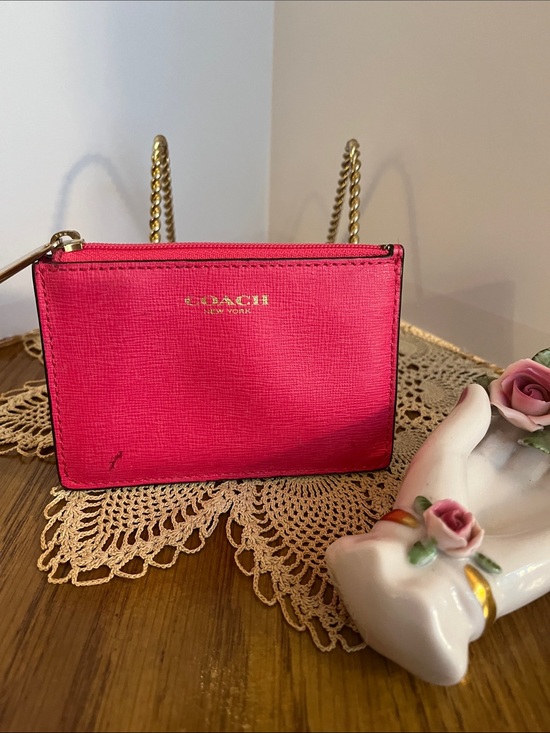 Coach Handbags - Coach Hot Pink Saffiano Coin Purse with Gold Hardware